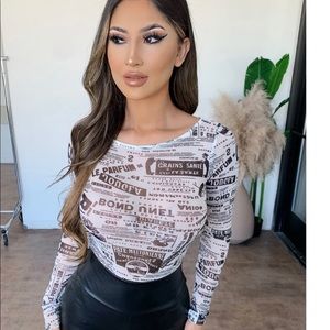 Edna Mesh Bodysuit(Black/White) NEW NEVER WORN